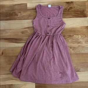 SHEIN Girls' 6 Sleeveless Button-Front Casual Dress in Dusty Rose